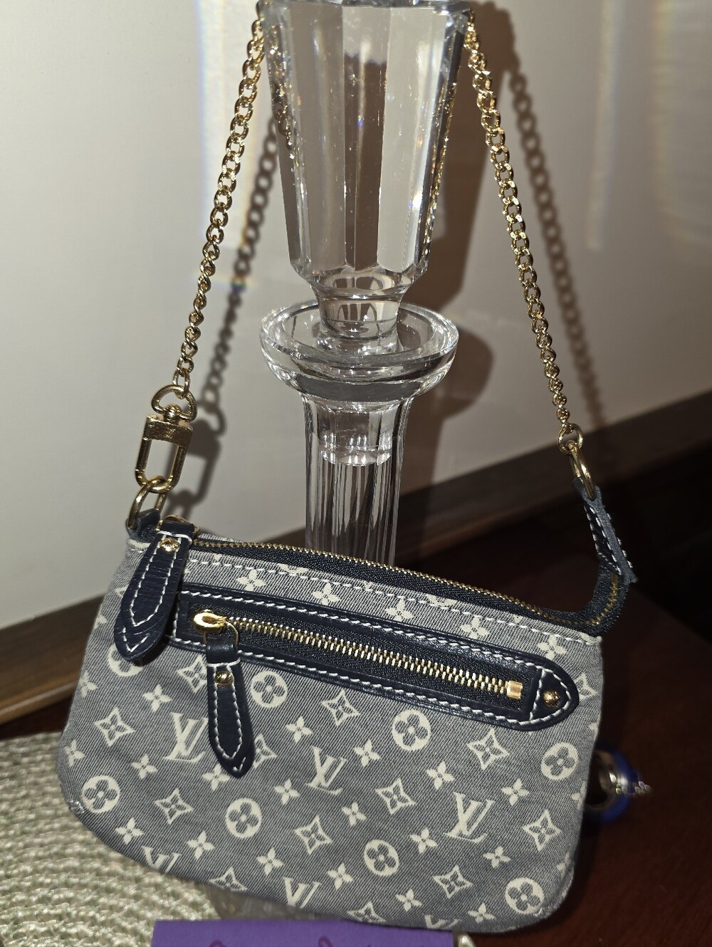PRICED DROP!!Pre-loved Authentic LV Monogram Accessories Mini Lin Pochette denim